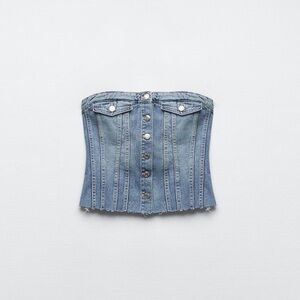 Zara Corset Style Denim Top TRF